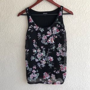 Express Black Floral Tank Top